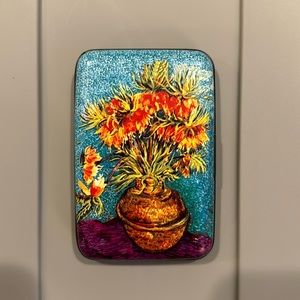 Fine Art Van Gogh floral painting armored RFID protection wallet
